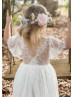 Short Sleeves Ivory Eyelash Lace Dreamy Flower Girl Dress Short Sleeves Ivory Eyelash Lace Dreamy Flower Girl Dress
